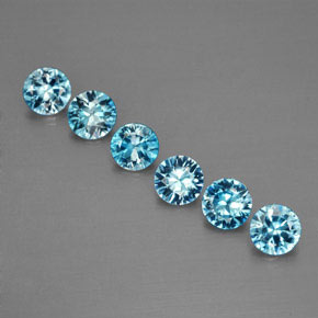 Gemas de circón azul natural de  ct, corte redondo, VVS-VS