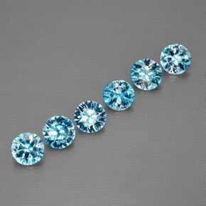 Gemas de circón azul natural de  ct, corte redondo, VVS-VS