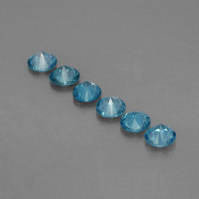 Gemas de circón azul natural de  ct, corte redondo, VVS-VS