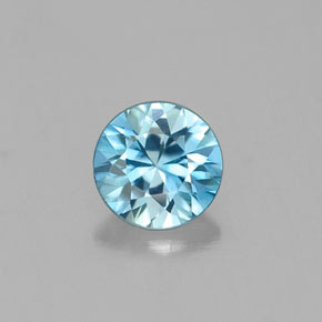 Circón azul natural de 0,33 ct, corte redondo, VVS