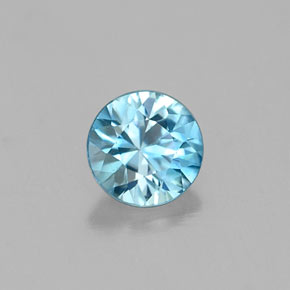 Circón azul natural de 0,33 ct, corte redondo, VVS