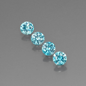 Gemas de circón azul natural de  ct, corte redondo, VVS