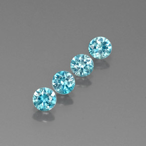 Gemas de circón azul natural de  ct, corte redondo, VVS