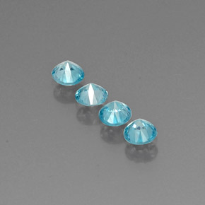 Gemas de circón azul natural de  ct, corte redondo, VVS