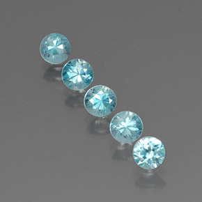 Gemas de circón azul natural de  ct, corte redondo, VVS