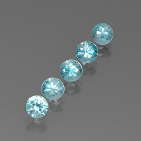 Gemas de circón azul natural de  ct, corte redondo, VVS