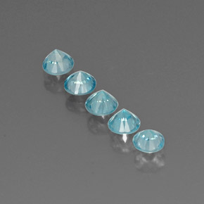 Gemas de circón azul natural de  ct, corte redondo, VVS