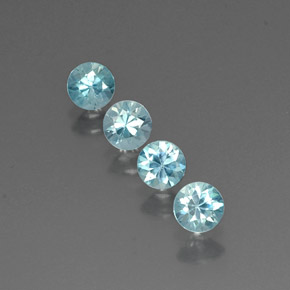 Gemas de circón azul natural de  ct, corte redondo, VVS