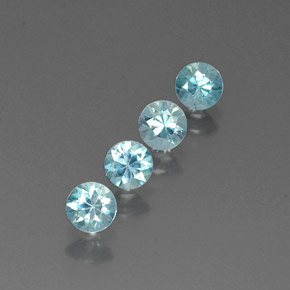 Gemas de circón azul natural de  ct, corte redondo, VVS
