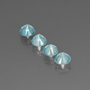 Gemas de circón azul natural de  ct, corte redondo, VVS