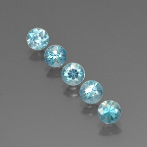 Gemas de circón azul natural de  ct, corte redondo, VVS