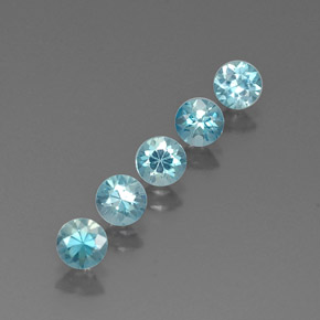 Gemas de circón azul natural de  ct, corte redondo, VVS