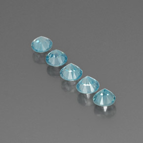 Gemas de circón azul natural de  ct, corte redondo, VVS