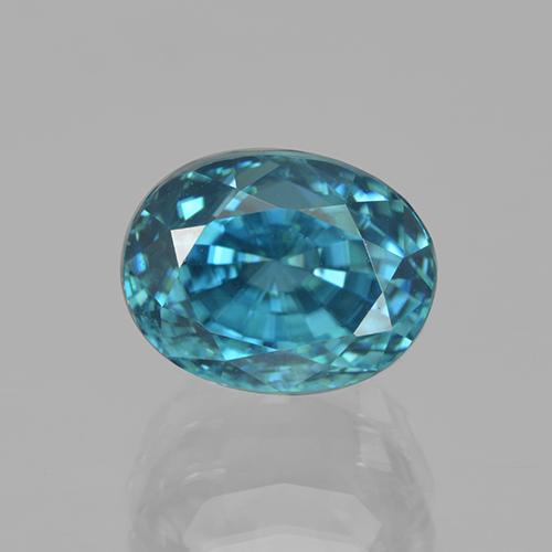 Circón turquesa natural de 6,04 ct, corte óvalo, VVS