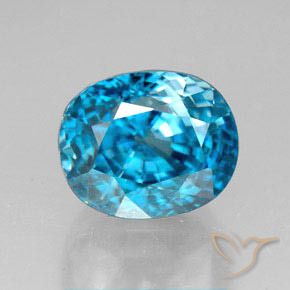 6.82ct Natural Azul Circón, Ovalada, VVS
