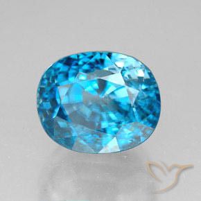 Circón Azul natural de 6.82 ct, Ovalada, VVS