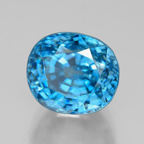 Circón azul natural de 7,38 ct, corte óvalo, VVS