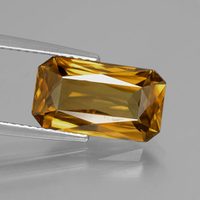 Circón amarillo natural de 6,47 ct, corte esmeralda, VVS