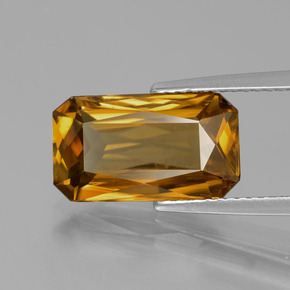 Circón amarillo natural de 6,47 ct, corte esmeralda, VVS