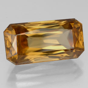 Circón oro natural de 8,12 ct, corte esmeralda, VVS
