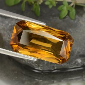 Circón dorado natural de 7,91 ct, corte esmeralda, VS
