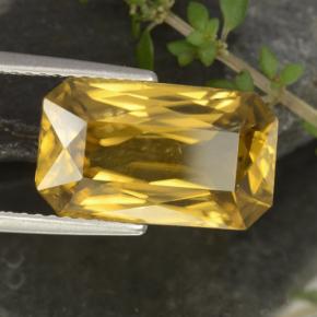 Circón oro natural de 9,67 ct, corte esmeralda, VVS-VS