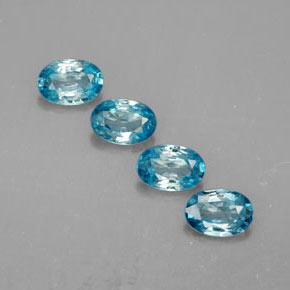 Gemas de circón azul natural de  ct, corte óvalo, VVS