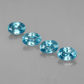 Gemas de circón azul natural de  ct, corte óvalo, VVS