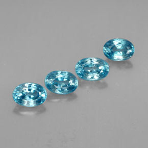 Gemas de circón azul natural de  ct, corte óvalo, VVS