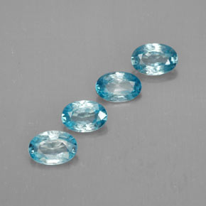 Gemas de circón azul natural de  ct, corte óvalo, VVS