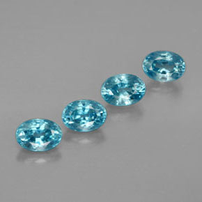 Gemas de circón azul natural de  ct, corte óvalo, VVS