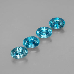 Gemas de circón azul natural de  ct, corte óvalo, VVS