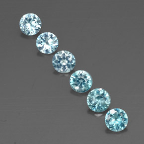 Gemas de circón azul natural de  ct, corte redondo, VVS-VS
