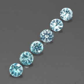 Gemas de circón azul natural de  ct, corte redondo, VVS-VS