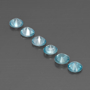 Gemas de circón azul natural de  ct, corte redondo, VVS-VS