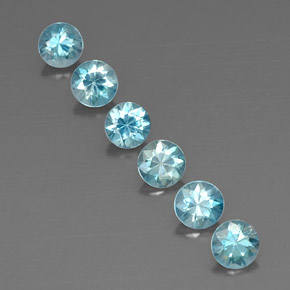 Gemas de circón azul natural de 3,29 ct, corte redondo, VVS-VS
