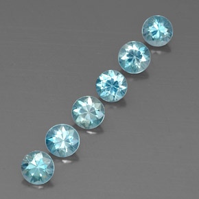 Gemas de circón azul natural de 3,29 ct, corte redondo, VVS-VS