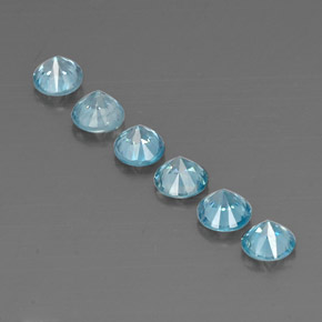 Gemas de circón azul natural de 3,29 ct, corte redondo, VVS-VS