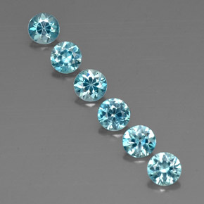 Gemas de circón azul natural de  ct, corte redondo, VVS-VS