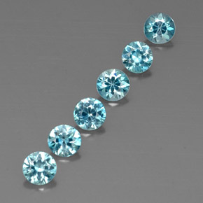 Gemas de circón azul natural de  ct, corte redondo, VVS-VS