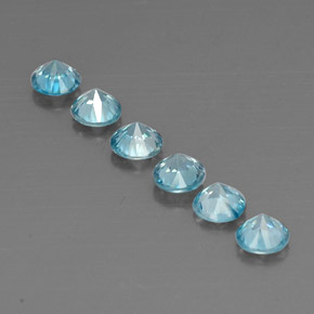 Gemas de circón azul natural de  ct, corte redondo, VVS-VS