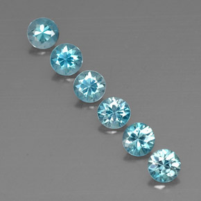 Gemas de circón azul natural de  ct, corte redondo, VVS-VS