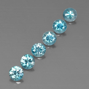 Gemas de circón azul natural de  ct, corte redondo, VVS-VS