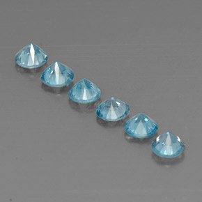 Gemas de circón azul natural de  ct, corte redondo, VVS-VS