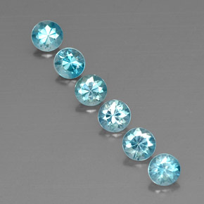Gemas de circón azul natural de  ct, corte redondo, VVS-VS