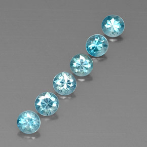 Gemas de circón azul natural de  ct, corte redondo, VVS-VS