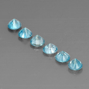 Gemas de circón azul natural de  ct, corte redondo, VVS-VS