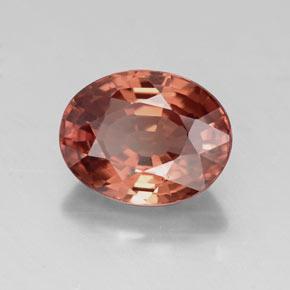 Circón rojo natural de 3,10 ct, corte óvalo, VVS