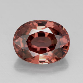 Circón rojo natural de 3,17 ct, corte óvalo, VVS