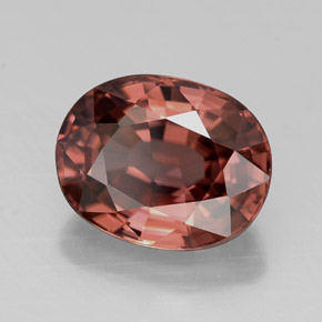 Circón rojo natural de 3,17 ct, corte óvalo, VVS